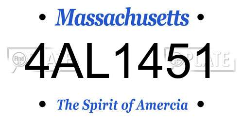 4AL1451 Massachusetts License Plate