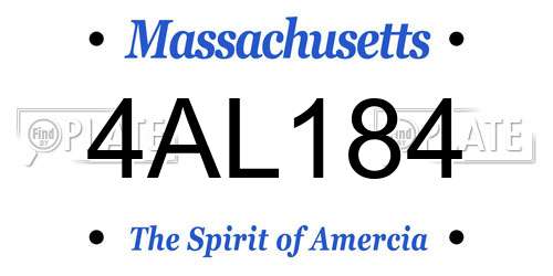 4AL184 Massachusetts License Plate