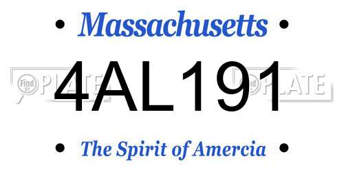 4AL191 Massachusetts License Plate