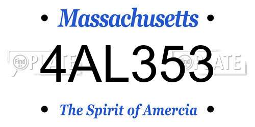 4AL353 Massachusetts License Plate