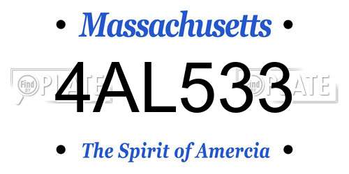 4AL533 Massachusetts License Plate