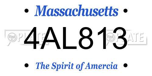 4AL813 Massachusetts License Plate