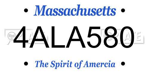 4ALA580 Massachusetts License Plate