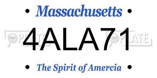 4ALA71 Massachusetts License Plate