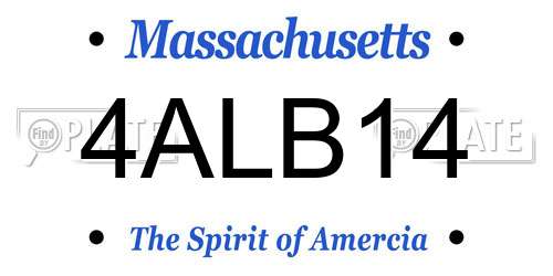 4ALB14 Massachusetts License Plate