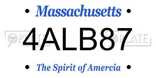 4ALB87 Massachusetts License Plate