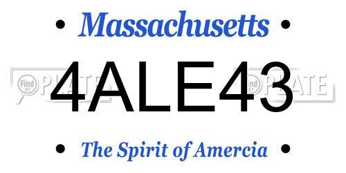 4ALE43 Massachusetts License Plate