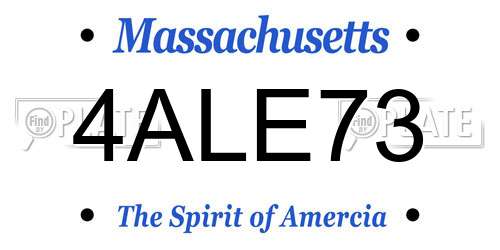 4ALE73 Massachusetts License Plate