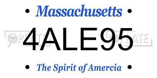 4ALE95 Massachusetts License Plate