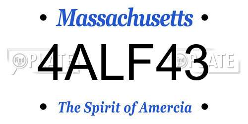 4ALF43 Massachusetts License Plate