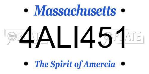 4ALI451 Massachusetts License Plate