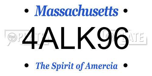 4ALK96 Massachusetts License Plate