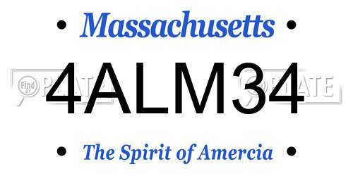 4ALM34 Massachusetts License Plate