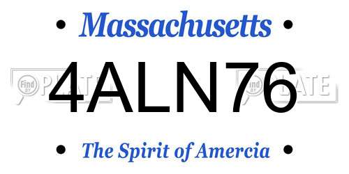 4ALN76 Massachusetts License Plate