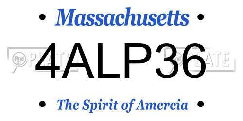 4ALP36 Massachusetts License Plate