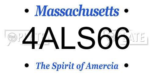4ALS66 Massachusetts License Plate