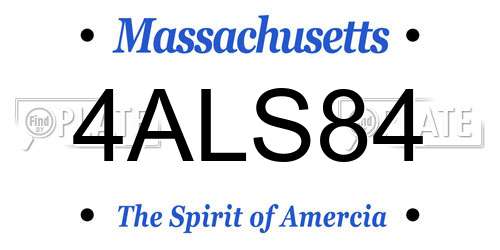 4ALS84 Massachusetts License Plate