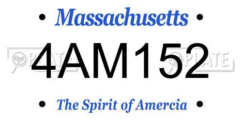 4AM152 Massachusetts License Plate