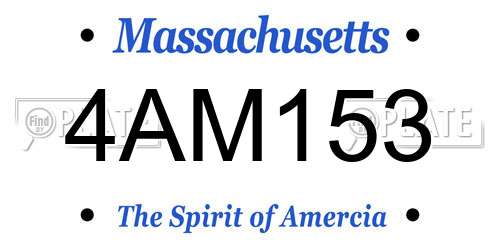 4AM153 Massachusetts License Plate