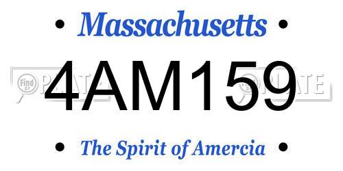 4AM159 Massachusetts License Plate