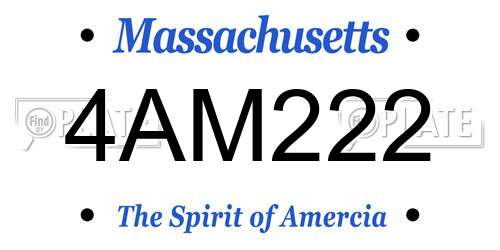 4AM222 Massachusetts License Plate