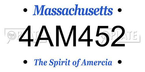 4AM452 Massachusetts License Plate