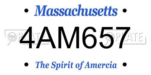 4AM657 Massachusetts License Plate