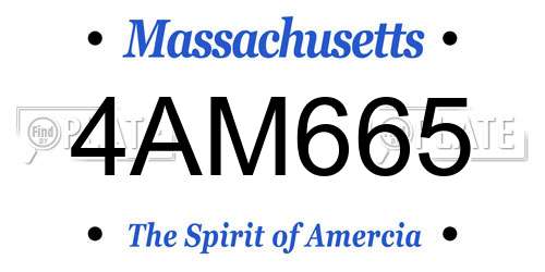 4AM665 Massachusetts License Plate