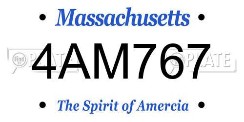 4AM767 Massachusetts License Plate