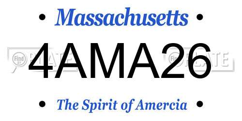 4AMA26 Massachusetts License Plate