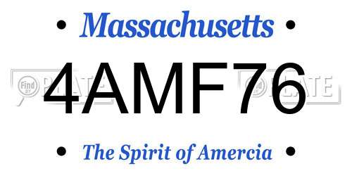 4AMF76 Massachusetts License Plate