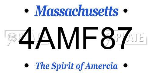 4AMF87 Massachusetts License Plate