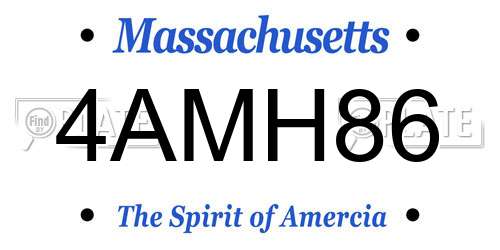 4AMH86 Massachusetts License Plate