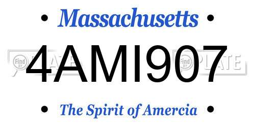 4AMI907 Massachusetts License Plate