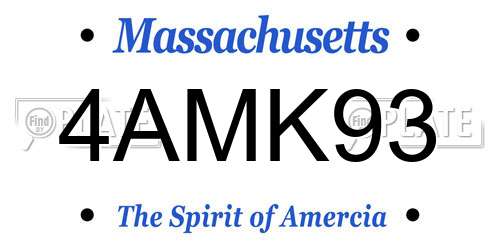 4AMK93 Massachusetts License Plate