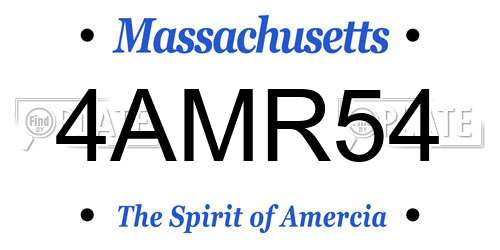 4AMR54 Massachusetts License Plate
