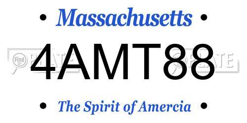 4AMT88 Massachusetts License Plate