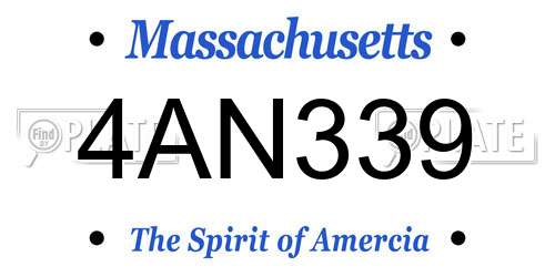 4AN339 Massachusetts License Plate
