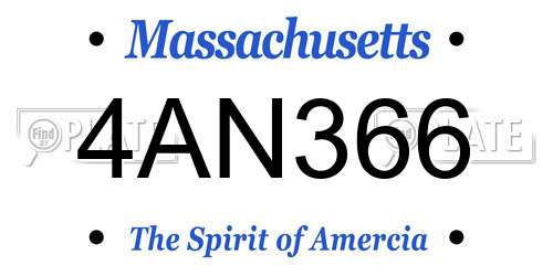 4AN366 Massachusetts License Plate