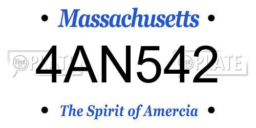 4AN542 Massachusetts License Plate