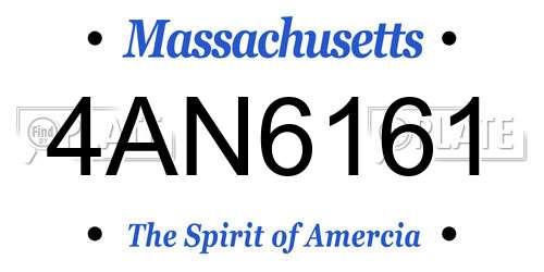 4AN6161 Massachusetts License Plate