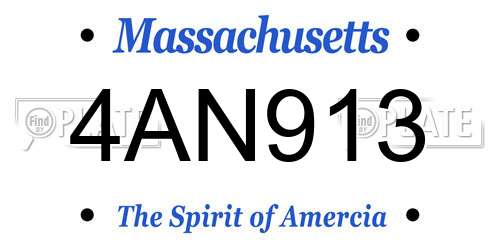 4AN913 Massachusetts License Plate