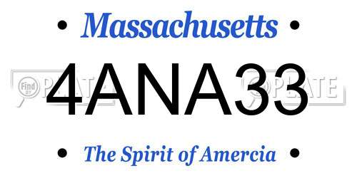 4ANA33 Massachusetts License Plate