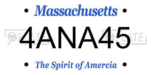 4ANA45 Massachusetts License Plate