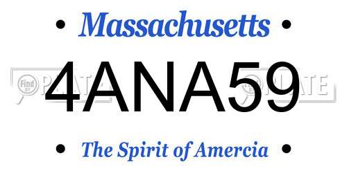 4ANA59 Massachusetts License Plate