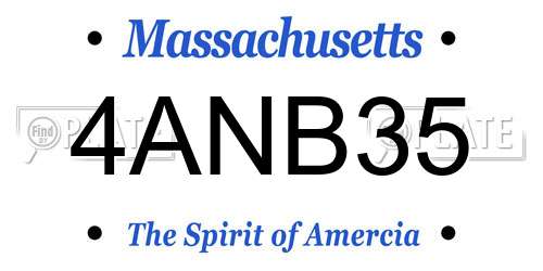 4ANB35 Massachusetts License Plate
