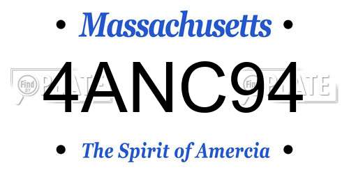 4ANC94 Massachusetts License Plate
