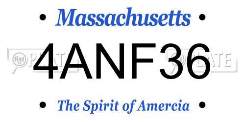 4ANF36 Massachusetts License Plate