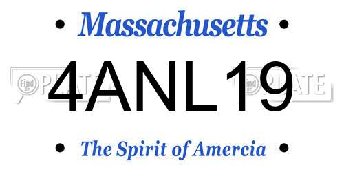 4ANL19 Massachusetts License Plate