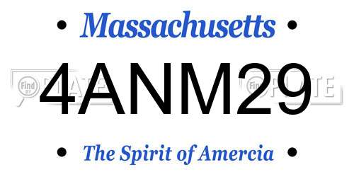 4ANM29 Massachusetts License Plate